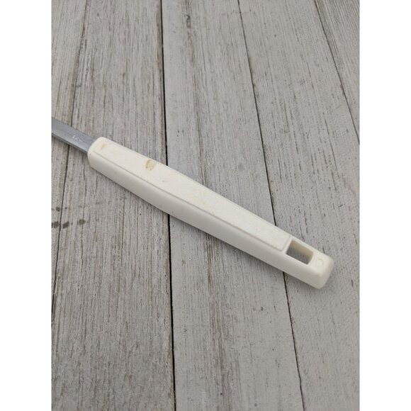 Vintage Meat Fork 12" White Handle Chrome - Picture 7 of 9